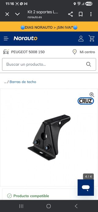 Soporte baca peugeot