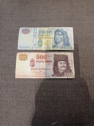 Banconote Ungheresi 500 e 1000 Forini