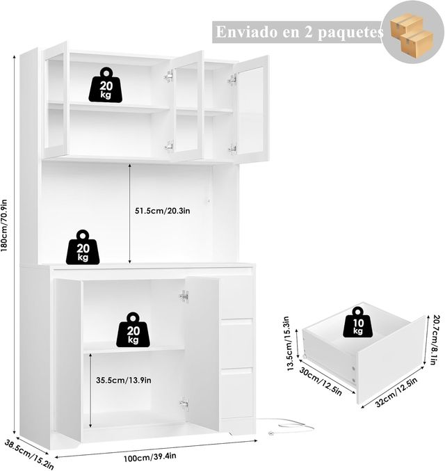 Armadio da cucina bianco - Credenza per sala da pranzo