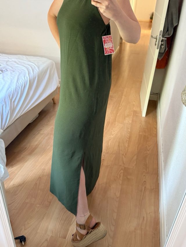 Vestido largo verde oliva verano nuevo