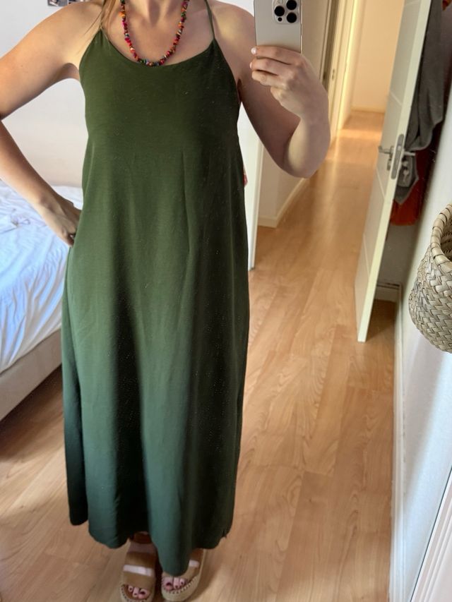 Vestido largo verde oliva verano nuevo