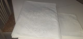 Tovaglia   cotone ricamato  ecru 260x170  