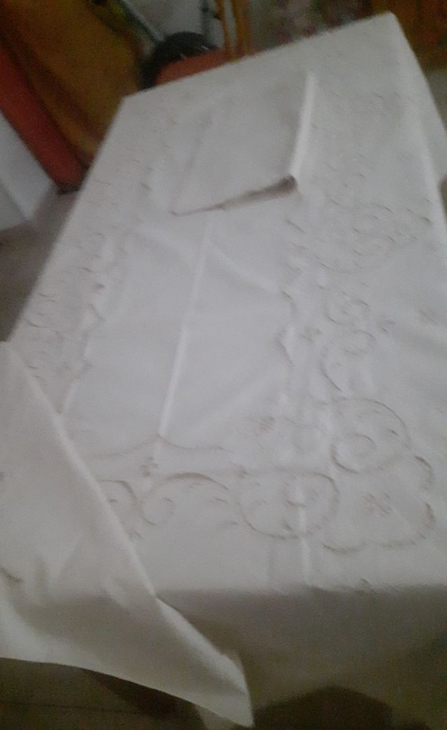 Tovaglia   cotone ricamato  ecru 260x170  