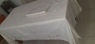 Tovaglia   cotone ricamato  ecru 260x170  