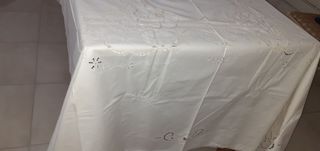 Tovaglia   cotone ricamato  ecru 260x170  