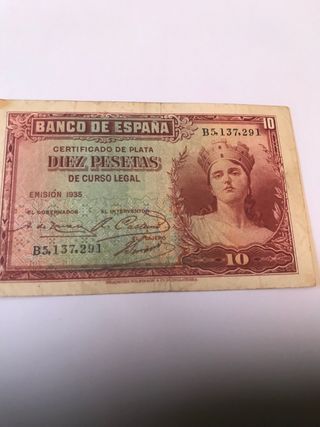 Billete 10 Pesetas España 1935