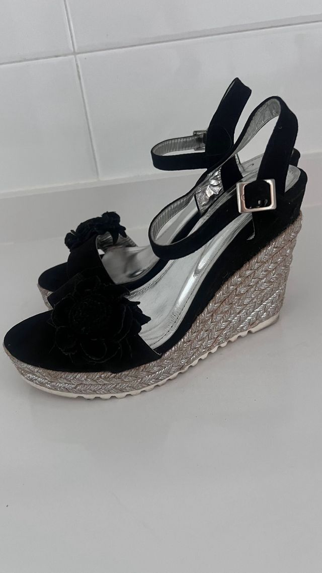 Cuñas negras esparto - Talla 39
