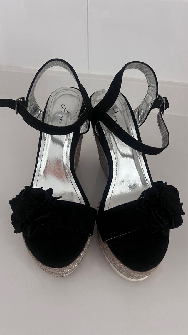Cuñas negras esparto - Talla 39