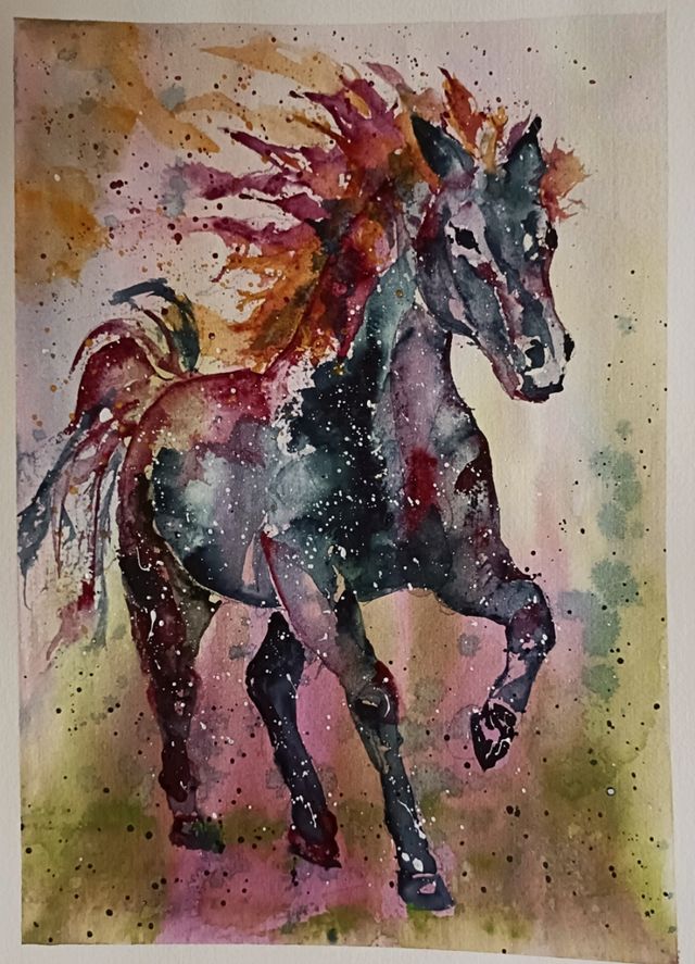Acquerello acquarello Cavallo: Dipinto