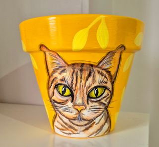 Maceta pintada gato - Terracota