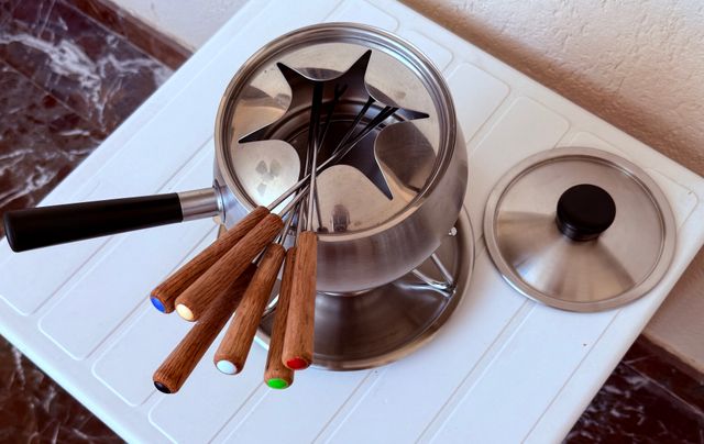 Fondue acero inoxidable vintage