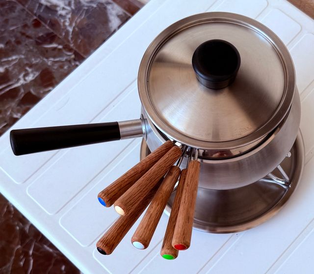 Fondue acero inoxidable vintage