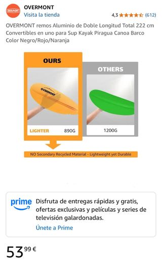 Remo Kayak Sup Piragua Canoa OVERMONT