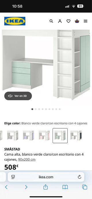 Cama litera infantil IKEA -  con escritorio