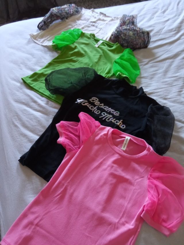 4 Camisetas manga globo