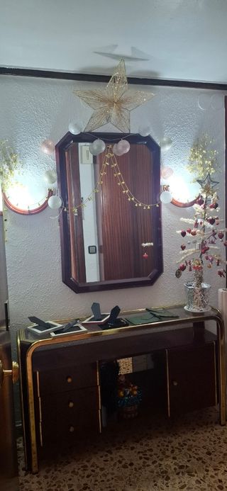 Mueble entrada vintage rojo dorado