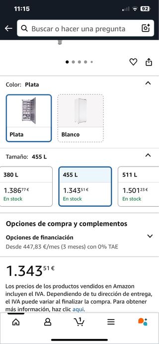 Congelador acero inoxidable