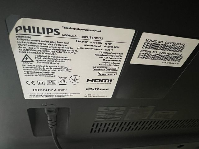 television LED Philips 50" 50PUS6703/12