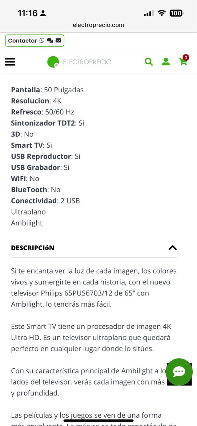 television LED Philips 50" 50PUS6703/12