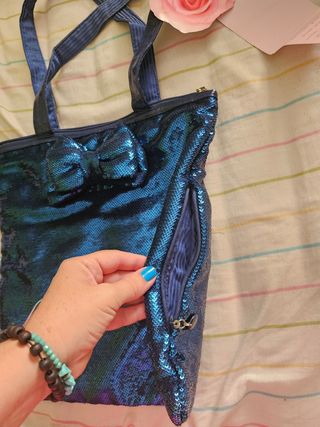 Bolso Camomilla Milano azul lentejuelas