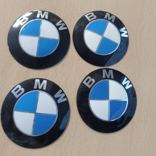 4 embellecedores  Logotipos BMW - Azul y Blanco