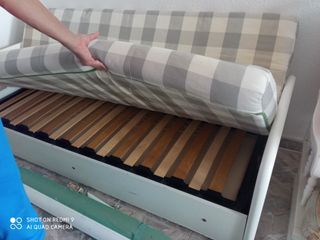 Sofá cama blanco y gris
