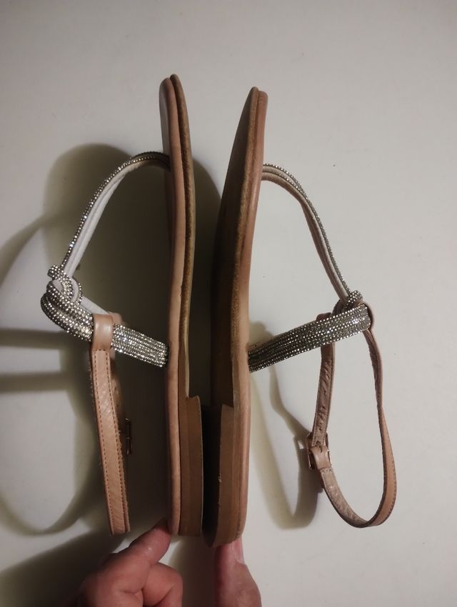 Sandali Mosaic beige con strass 36