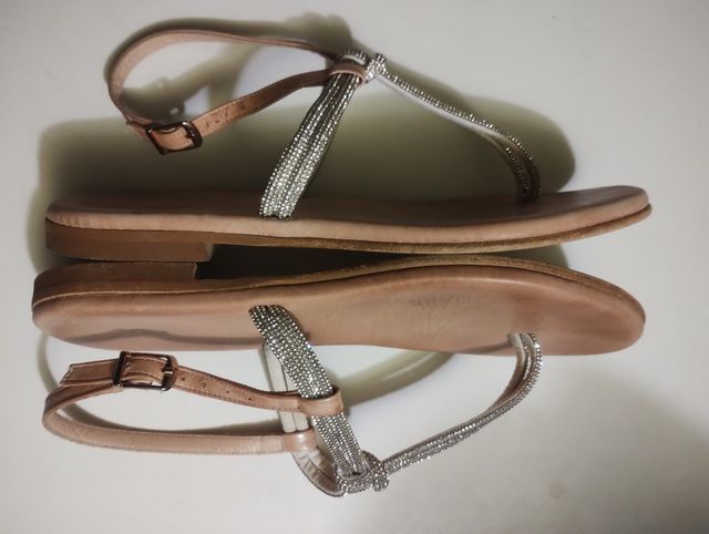 Sandali Mosaic beige con strass 36