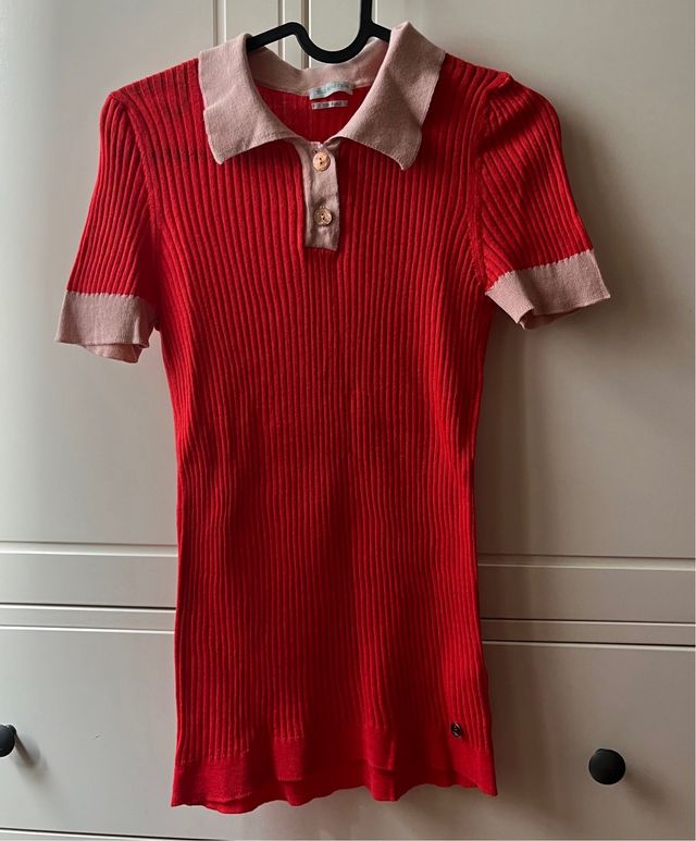 Camiseta polo Benetton rojo-rosa