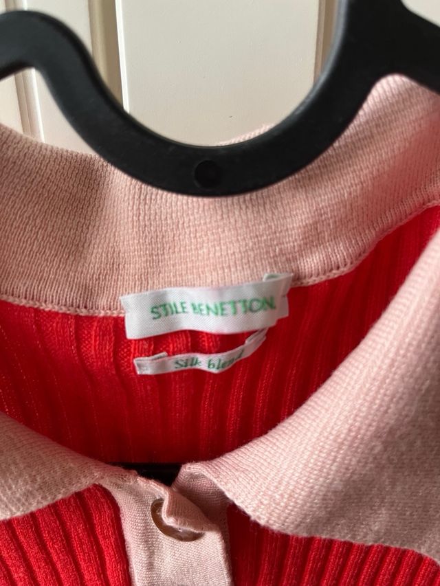 Camiseta polo Benetton rojo-rosa