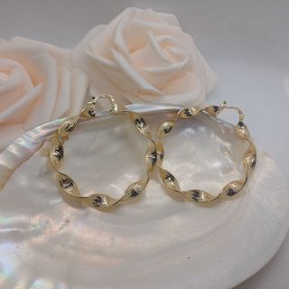 Aros dorados rizados Griegos- Chapado Oro 18 k