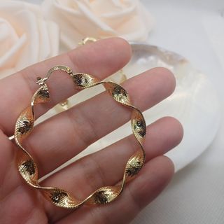 Aros dorados rizados Griegos- Chapado Oro 18 k