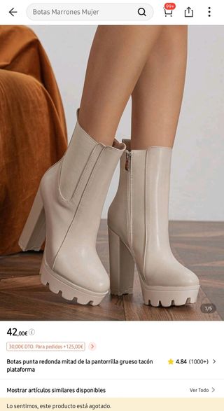 Botines plataforma beige tacón alto talla39 Shein