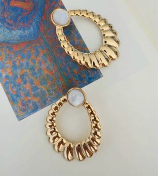 Pendientes Aida- pendientes nacar dorados