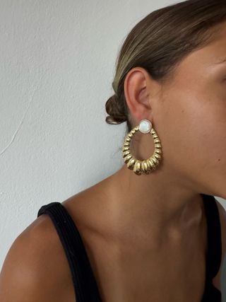 Pendientes Aida- pendientes nacar dorados