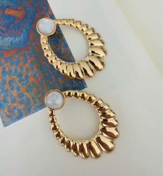 Pendientes Aida- pendientes nacar dorados