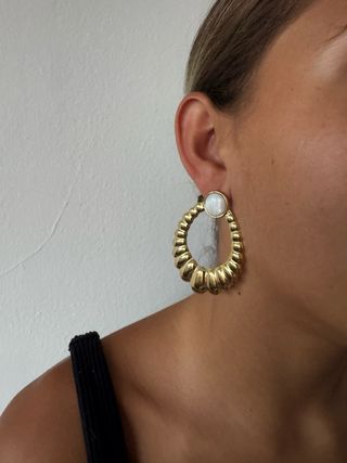 Pendientes Aida- pendientes nacar dorados