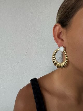 Pendientes Aida- pendientes nacar dorados