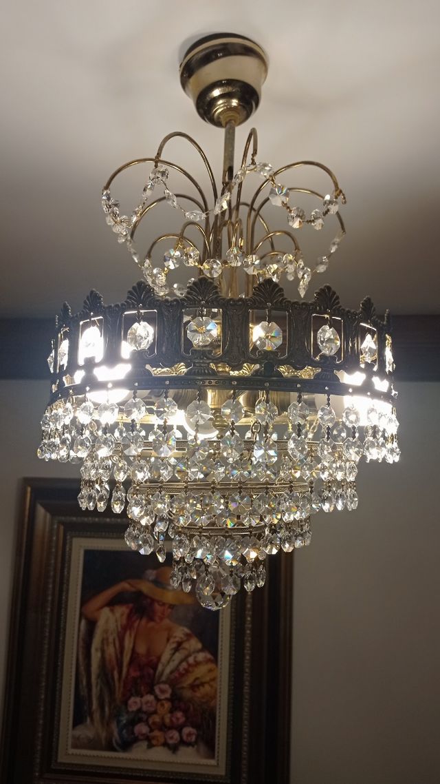 Lampara techo cristales vintage