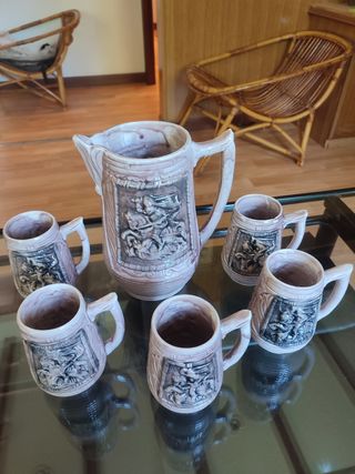 Juego jarras cerveza porcelana