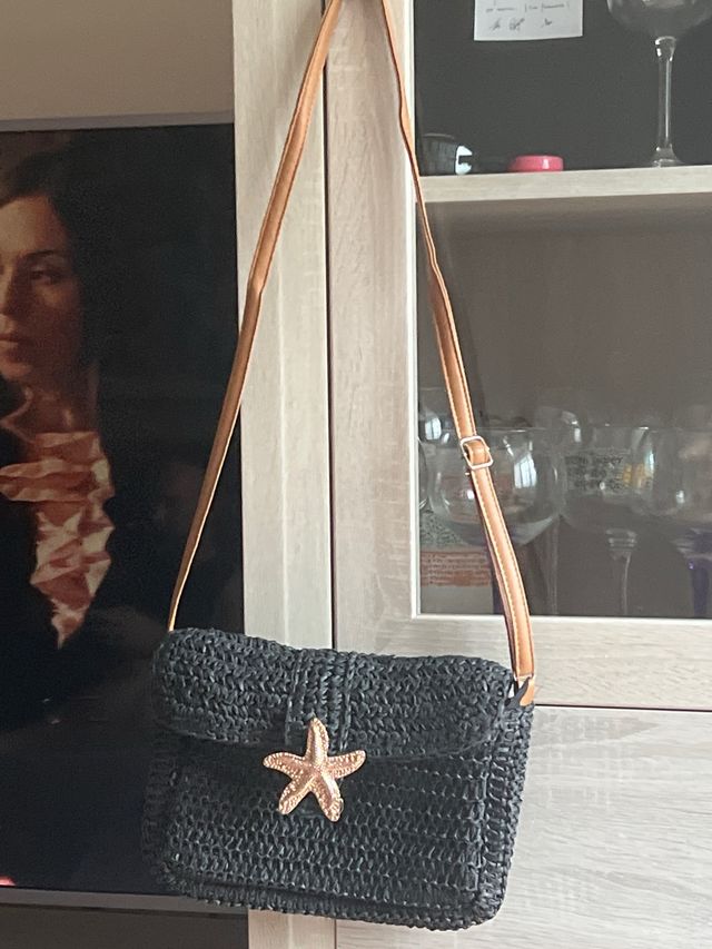 Bolso rafia azul marino