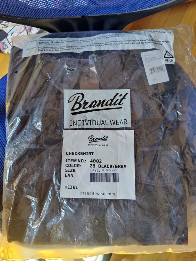 Camisa Brandit - Negra/Gris Talla L