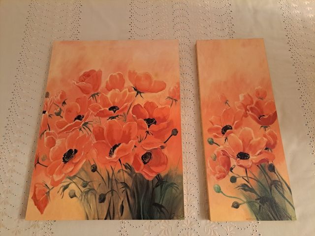 Diptico Flores Naranja - Cuadros