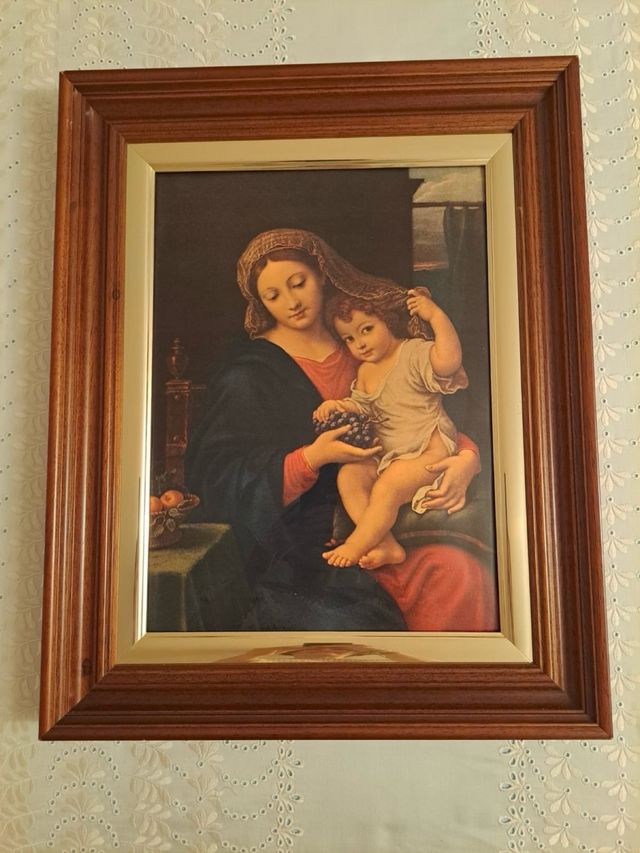 Cuadro Virgen y Niño - Madera y papel