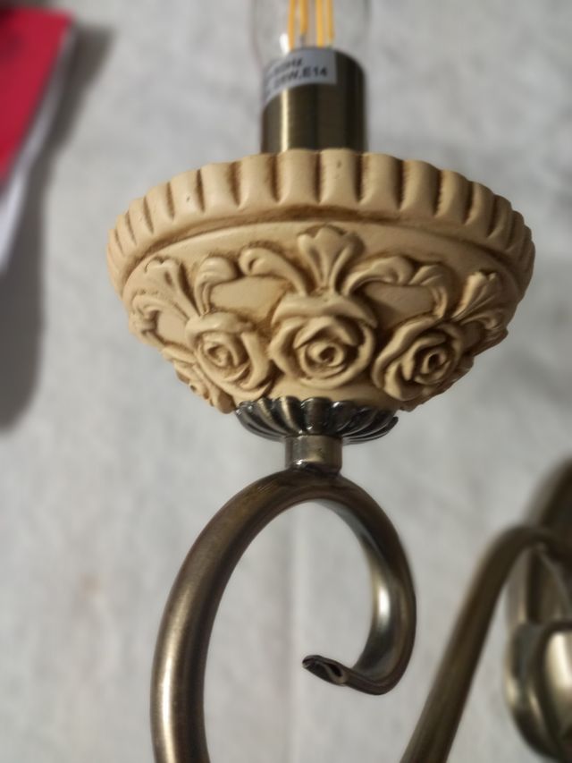 Lampada Parete 2 Luci - Beige & Oro