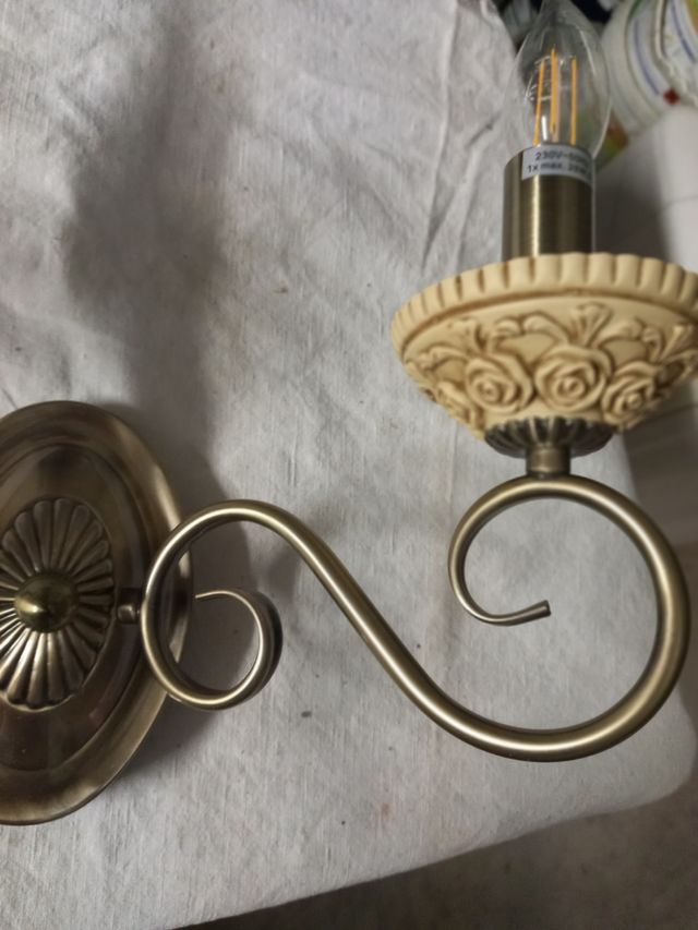 Lampada Parete 2 Luci - Beige & Oro