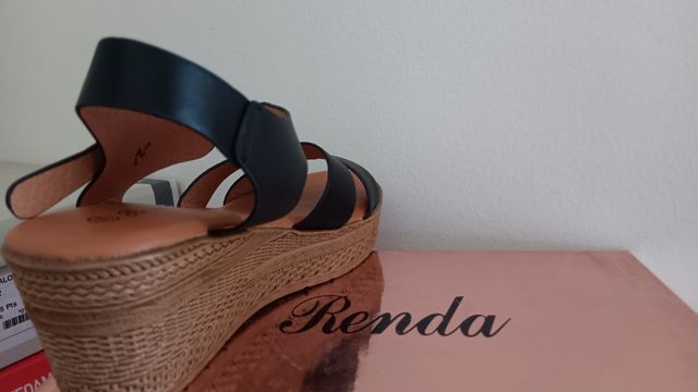 Sandalias cuña Renda negras