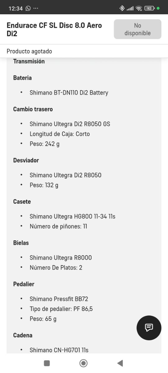 Canyon Endurace Cf Sl 8.0 Talla XL Di2+potencióme.