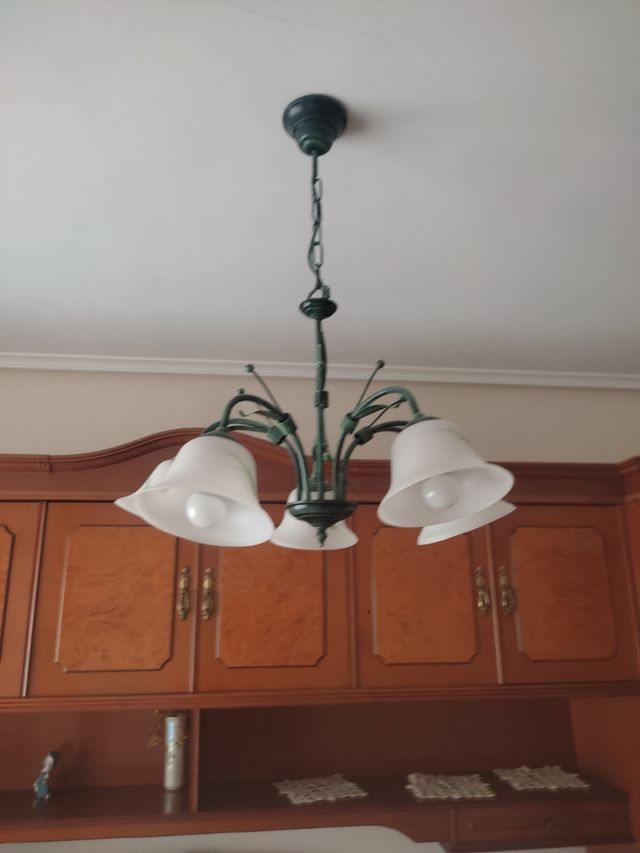 Lámpara 5 luces - Verde y Blanca