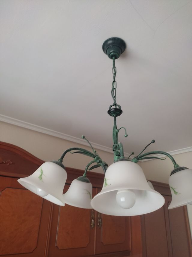 Lámpara 5 luces - Verde y Blanca